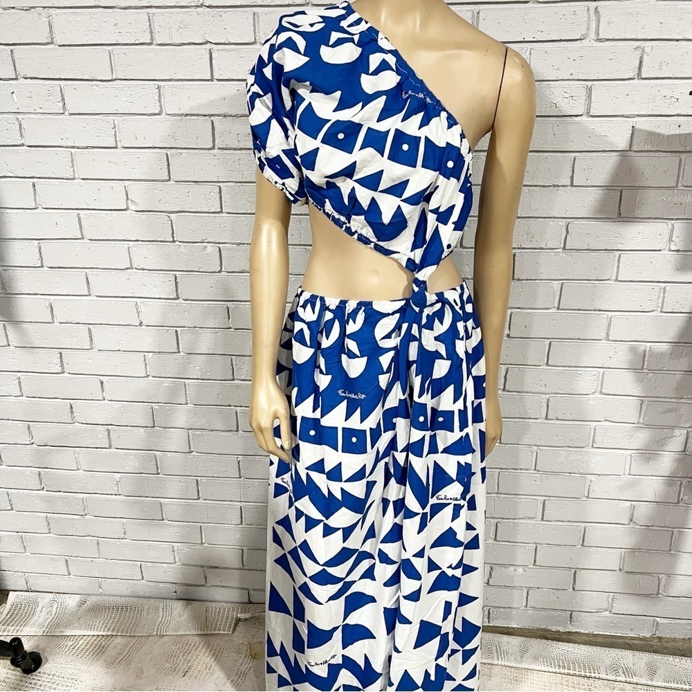 Farm Rio‎ Off-White Pitta Tiles One-Shoulder Maxi Dress